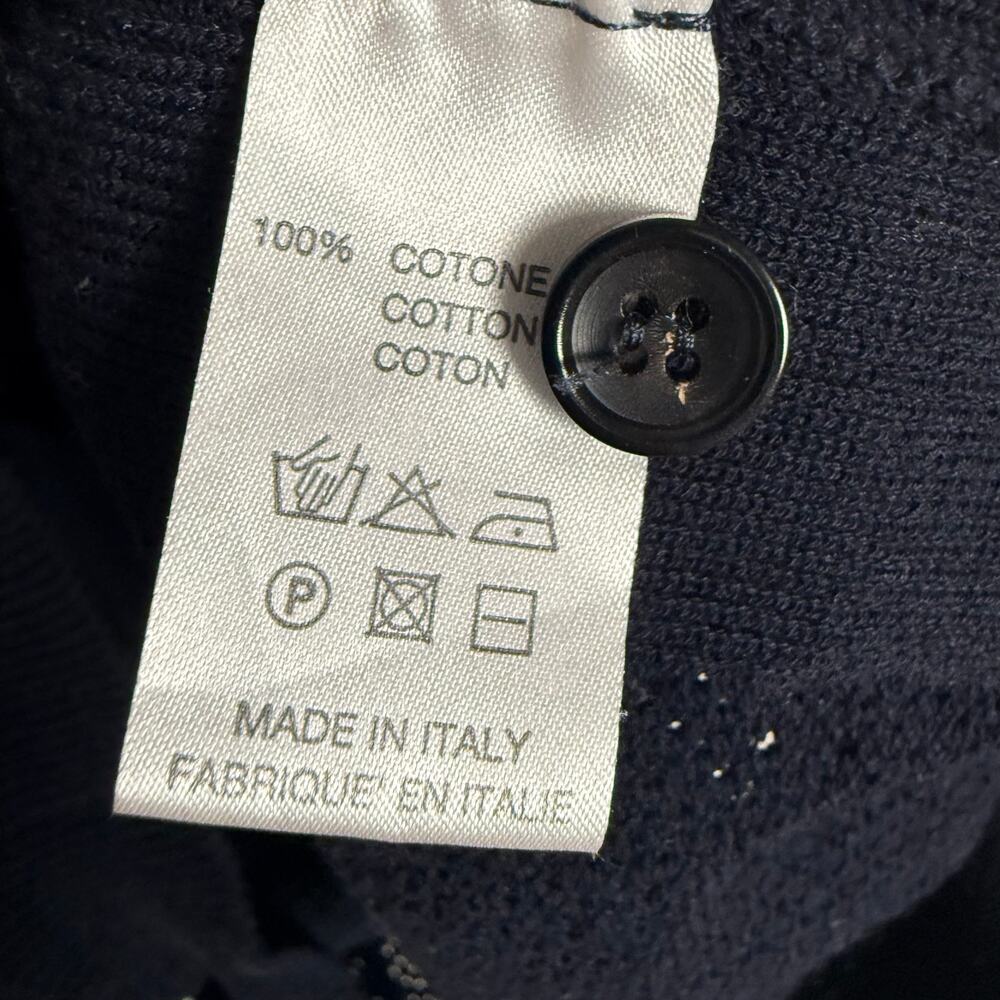 Roberto Collina Italian Navy Blue Perforated Knit Cardigan Sweater Size XL - Picture 10 of 11